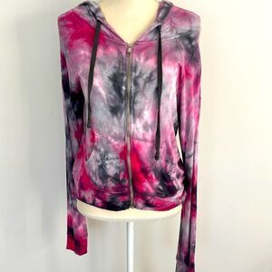 SUPER SOFT FULL ZIPPER‎ tye dye hooded sweatshirt with pockets